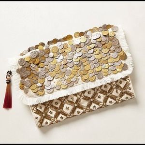 ANTHROPOLOGIE shimmered coin clutch purse